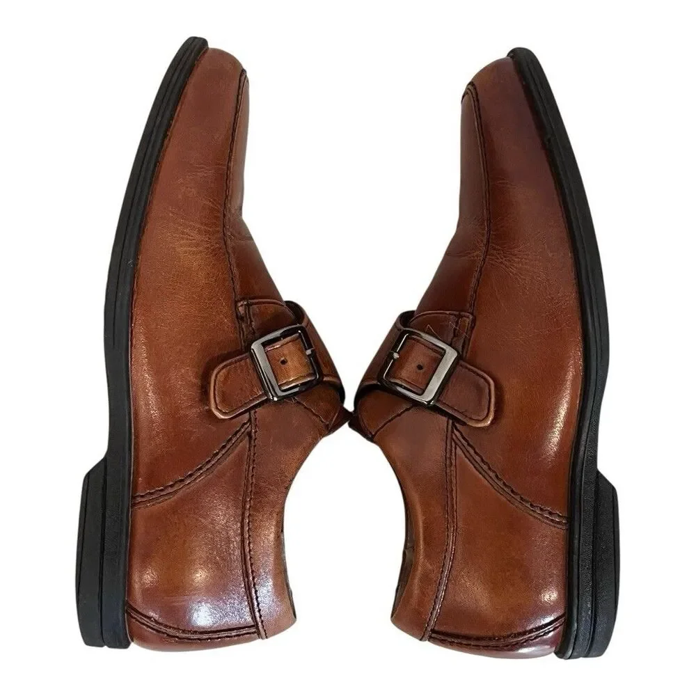 Florsheim Boys' Reveal Monk Jr‎ Strap Cognac Leather Dress Shoes 16541-221 12M